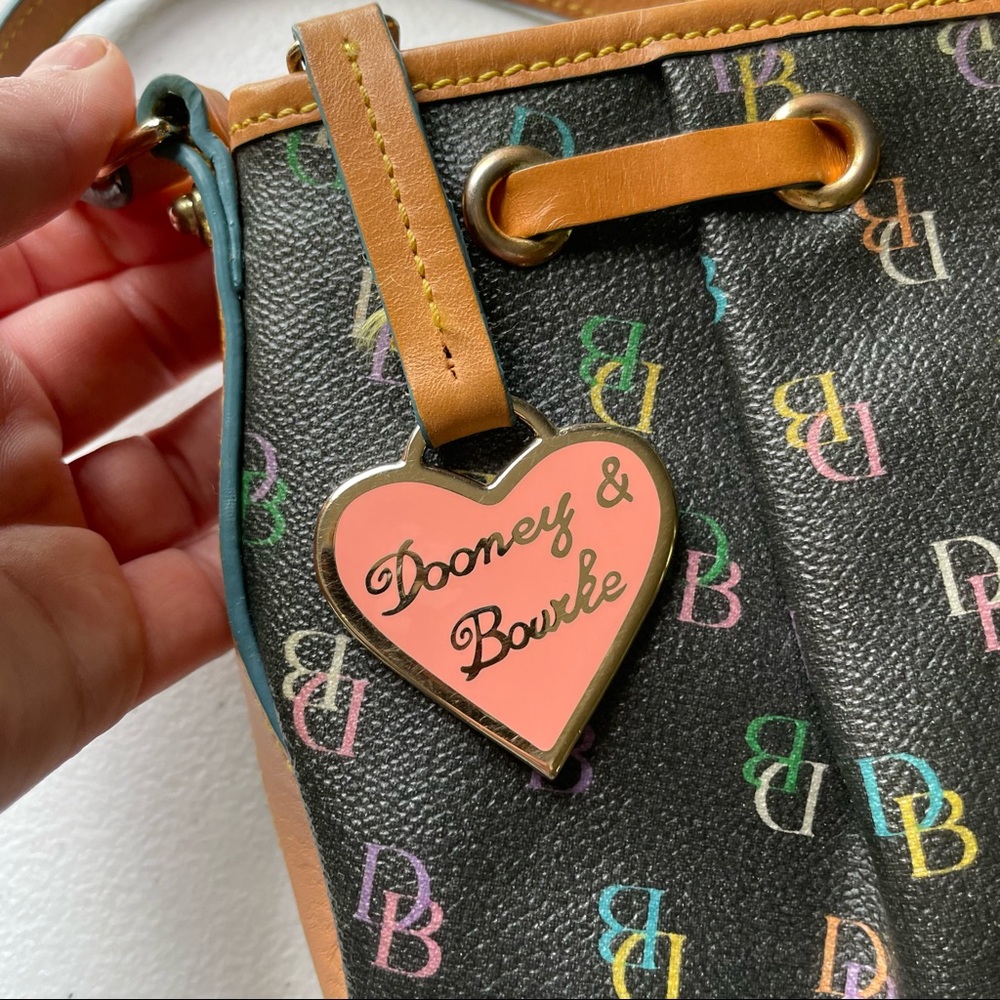 Dooney & Bourke Black Leather Multicolor Logo Mini Shoulder Purse Y2K 2000s - Picture 4 of 11